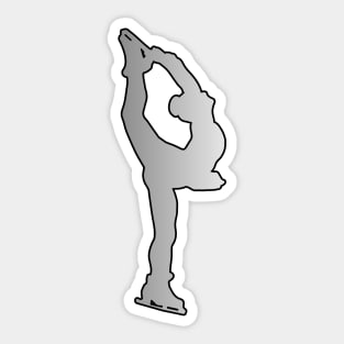 Figure Skater Silhouette in Silver Design Sticker